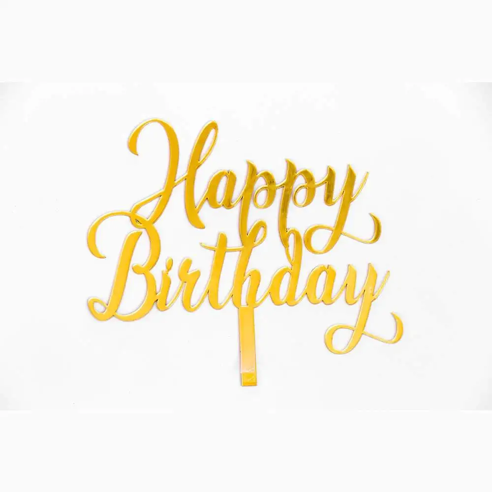 Happy Birthday Cake Topper-Gold